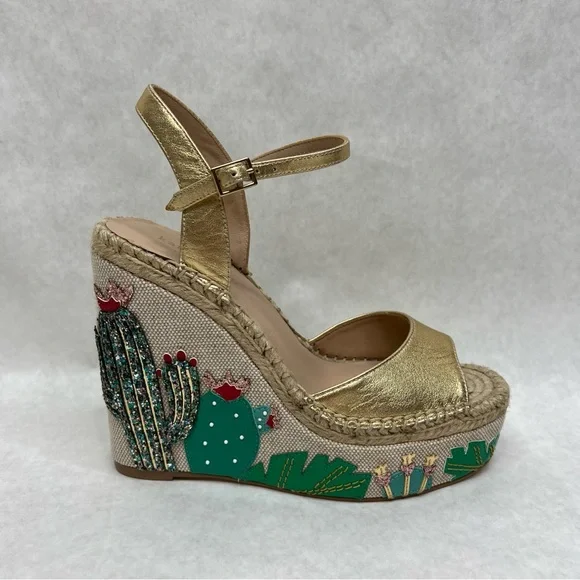 KATE SPADE Dallas Cactus Platform Wedge Sandals - Sz 7 - Picture 9 of 15